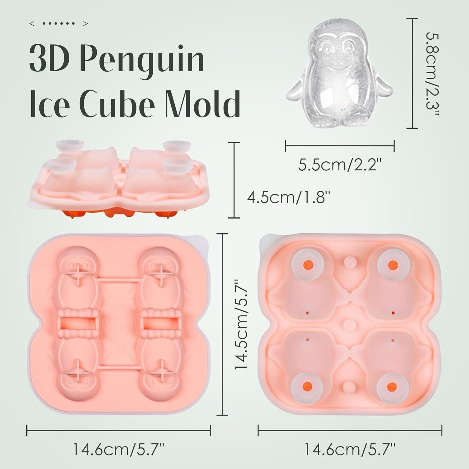 Moldes de Hielo de Silicona Teeloray 3D Animales 2 Piezas