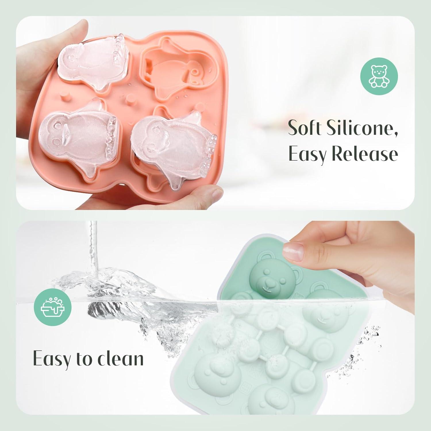 Moldes de Hielo de Silicona Teeloray 3D Animales 2 Piezas