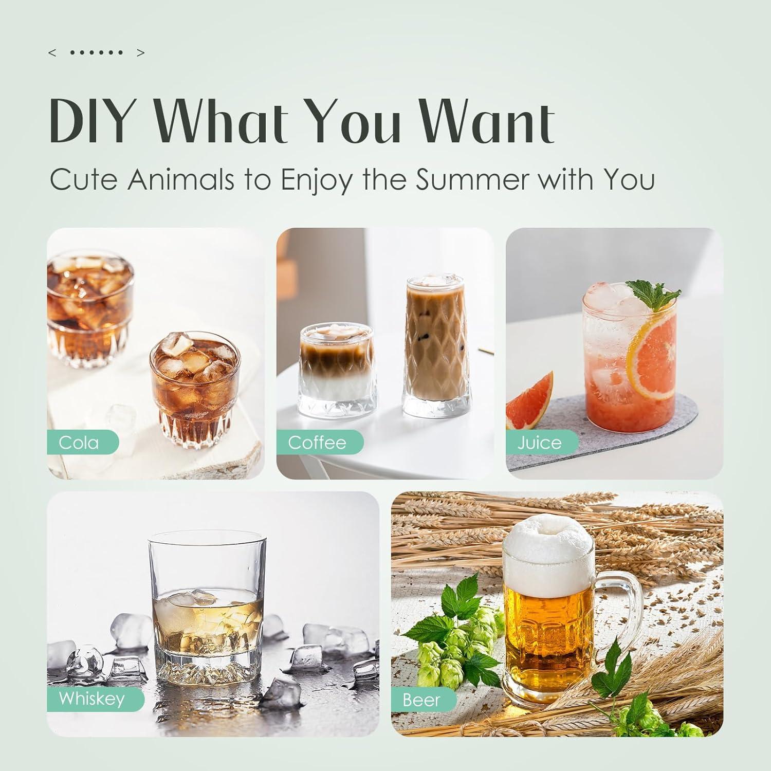 Moldes de Hielo de Silicona Teeloray 3D Animales 2 Piezas