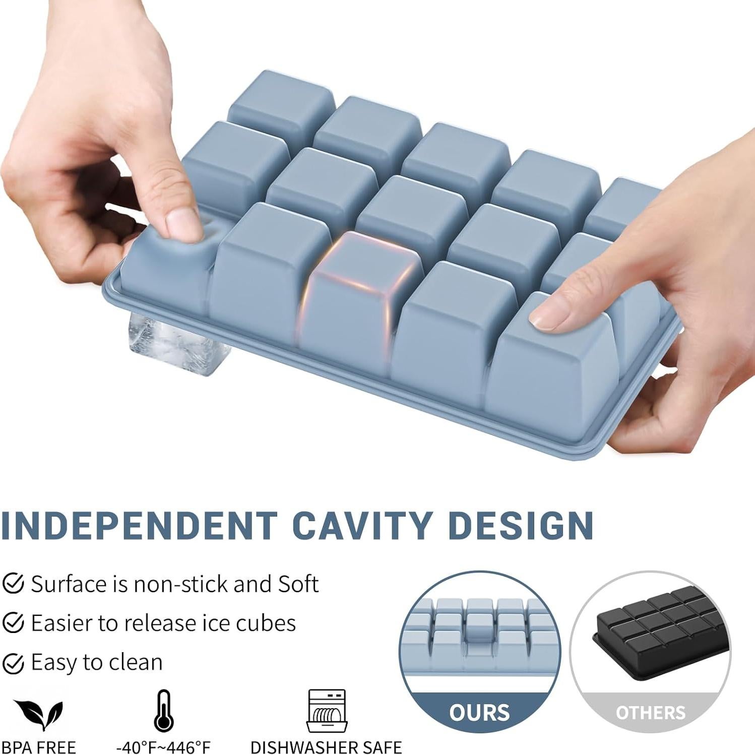 Bandeja de Hielo de Silicona Vethwal 3 Piezas 45 Cubos