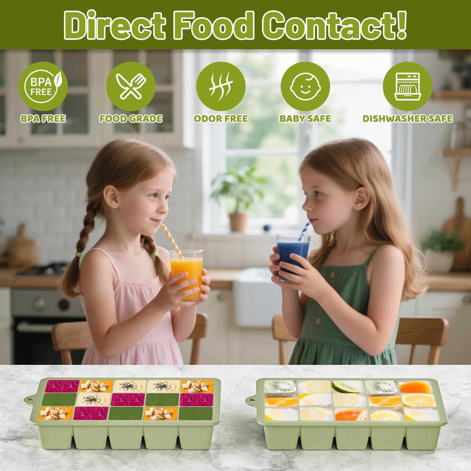 Bandeja de Hielo de Silicona Vethwal 3 Piezas 45 Cubos