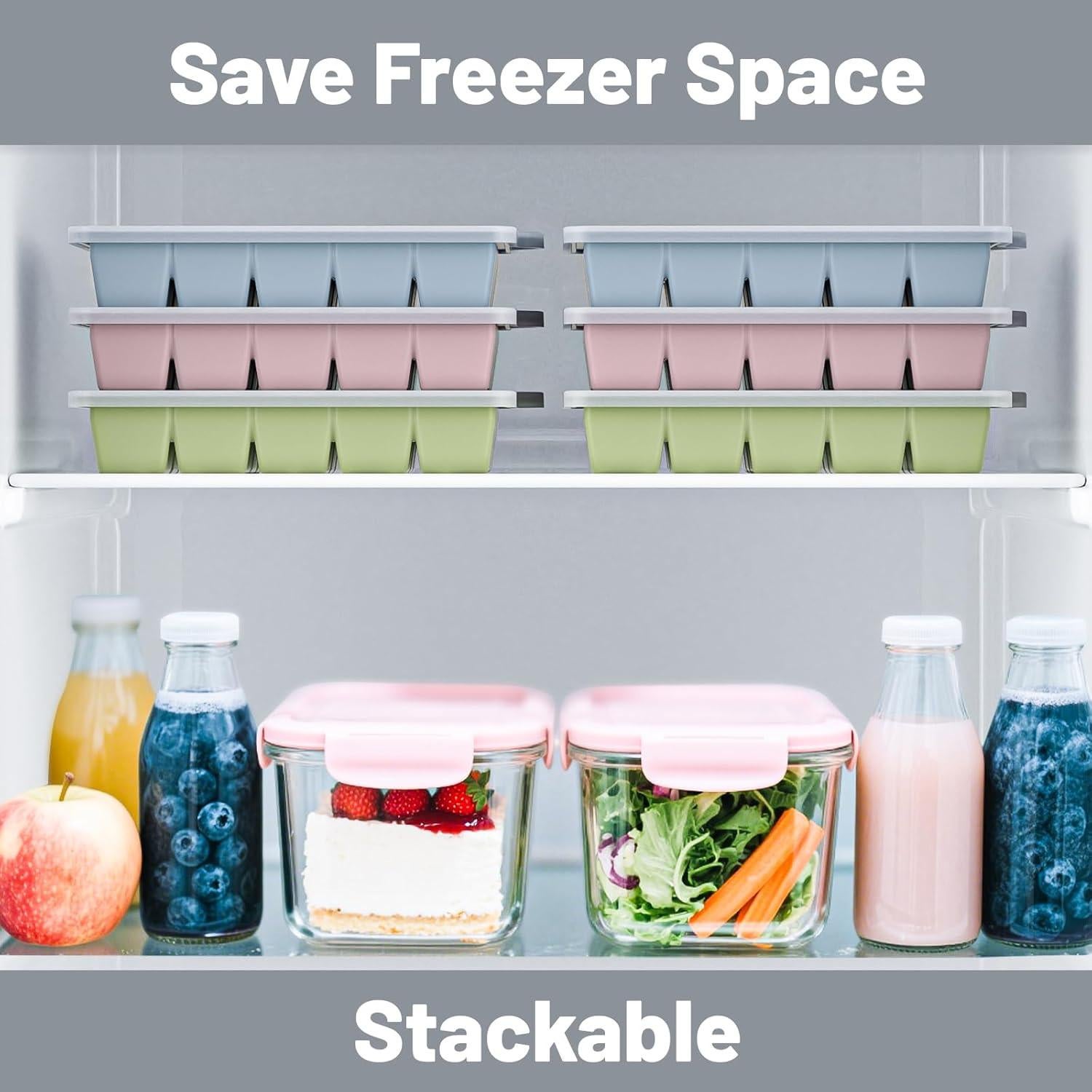 Bandeja de Hielo de Silicona Vethwal 3 Piezas 45 Cubos