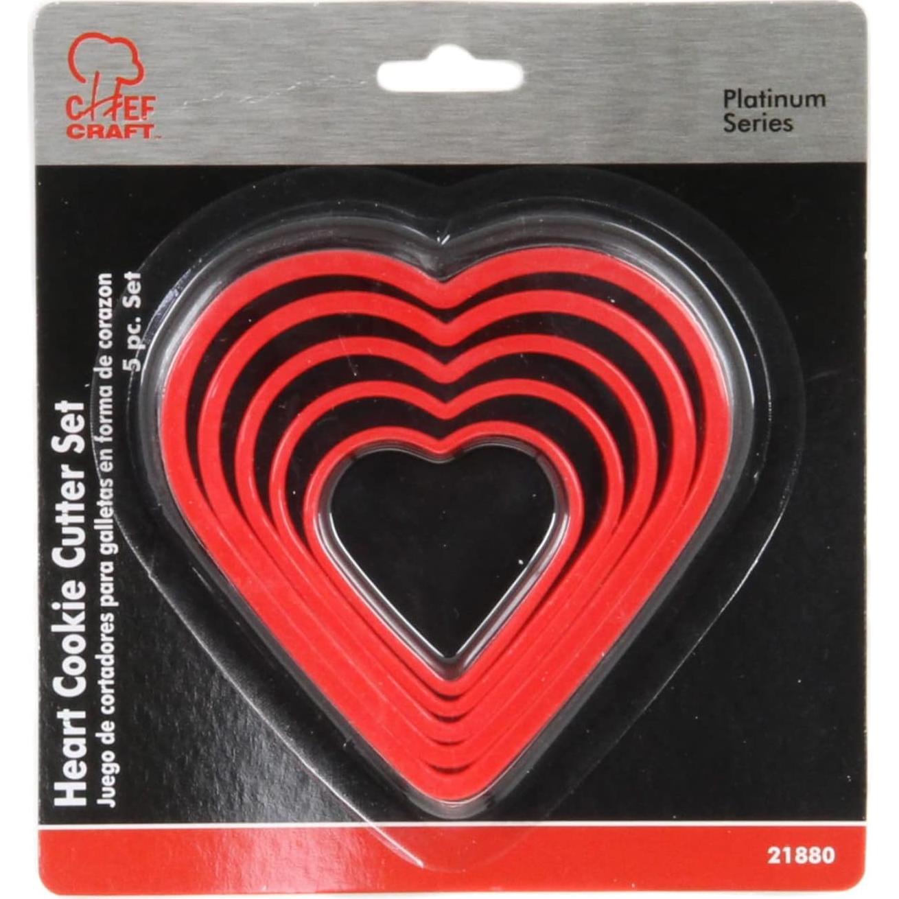 Cortadores de Galletas Corazón Chef Craft Set 5 Piezas Rojo