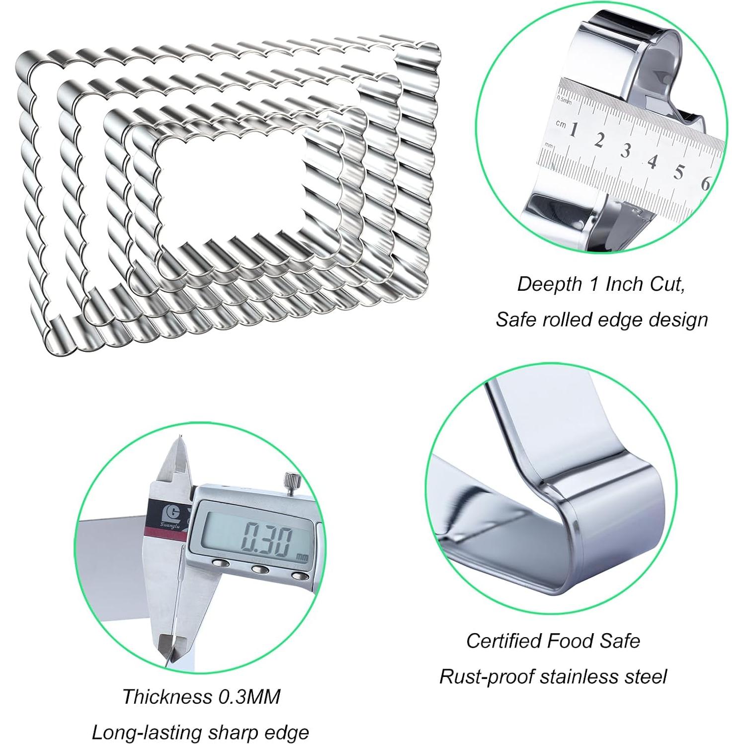 Juego de Cortadores de Galletas Rectangulares QAAQS - Acero Inoxidable