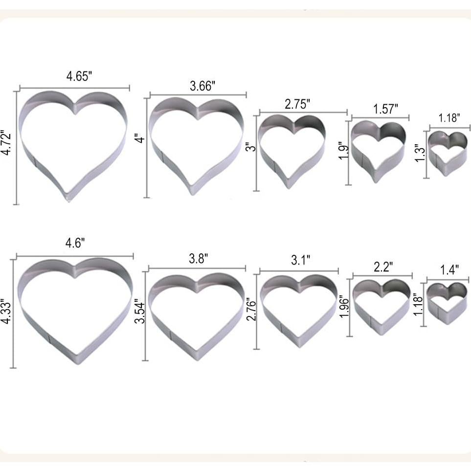 Juego de Cortadores de Galletas Corazón YomiFamily 10 Piezas