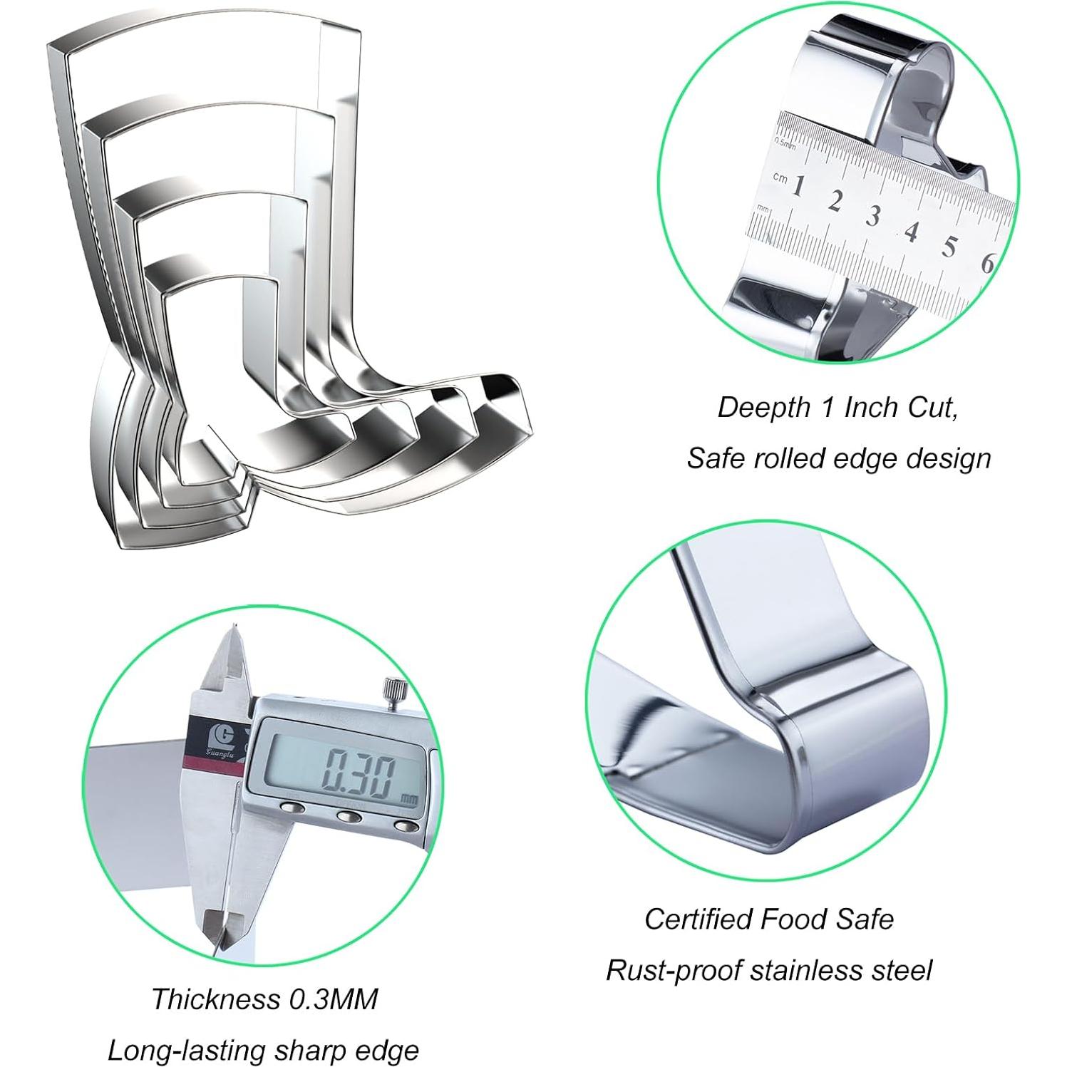 Juego de Cortadores de Galletas QAAQS Bota de Vaquero 4 Piezas