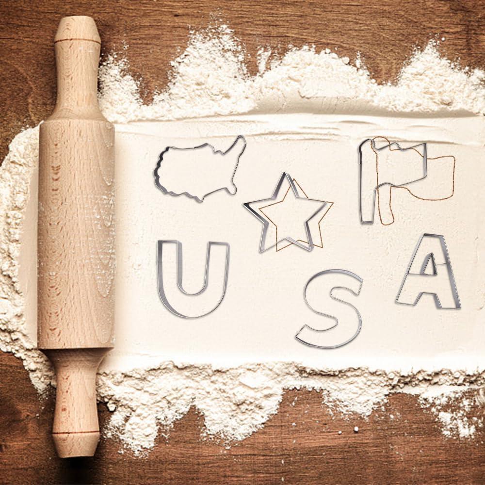 Juego de Cortadores de Galletas Patrióticos Hying 6 Piezas Acero Inoxidable