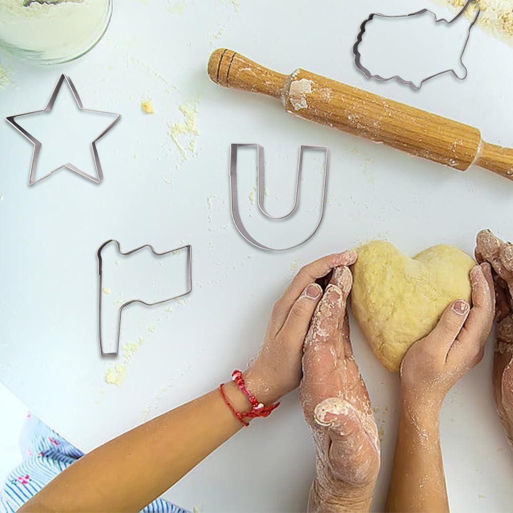 Juego de Cortadores de Galletas Patrióticos Hying 6 Piezas Acero Inoxidable