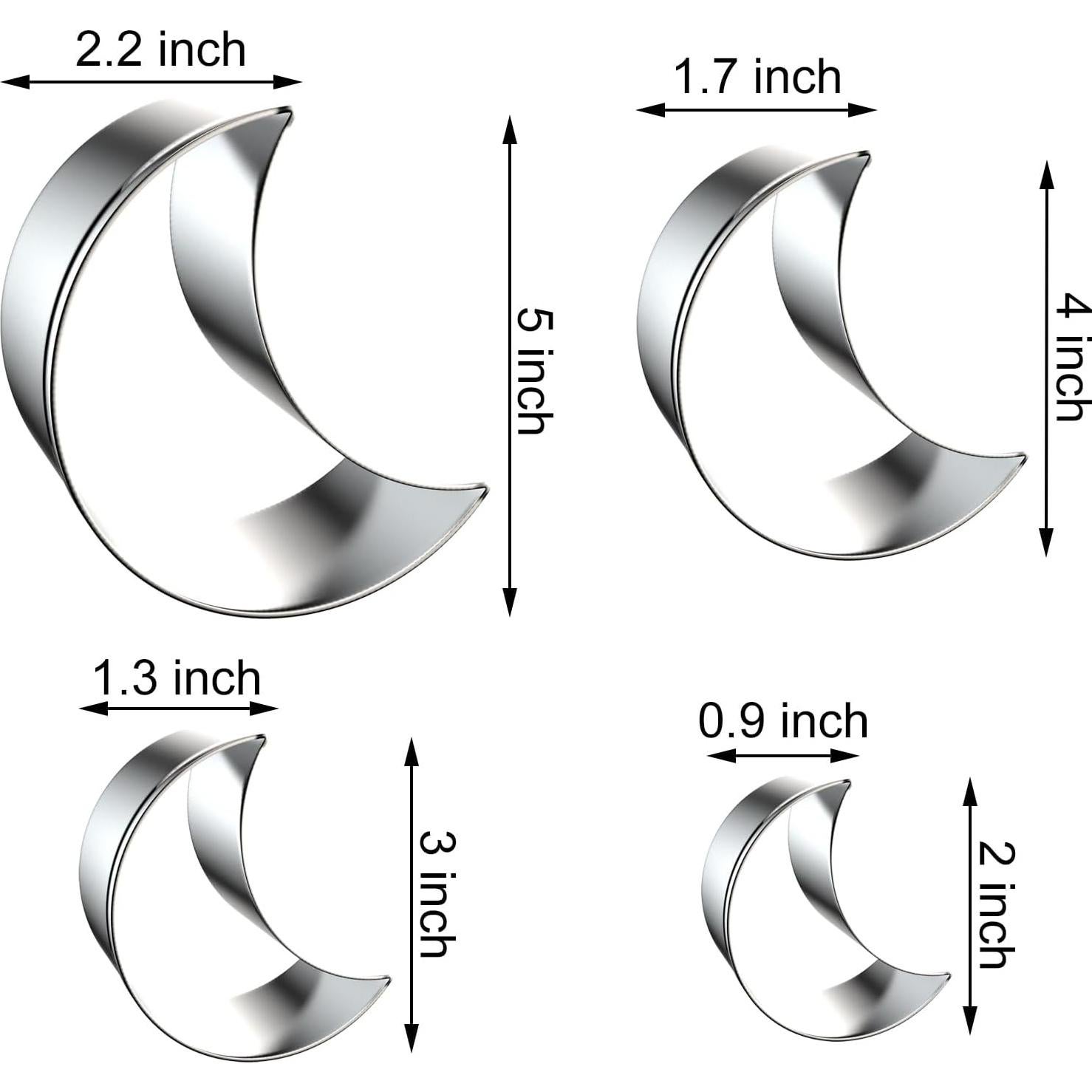 Juego de Cortadores de Galletas Luna Creciente QAAQS - 4 Piezas