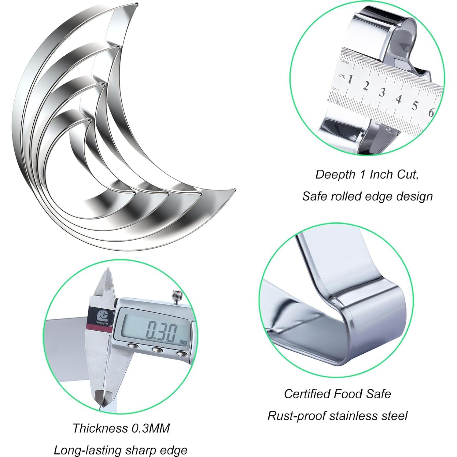 Juego de Cortadores de Galletas Luna Creciente QAAQS - 4 Piezas