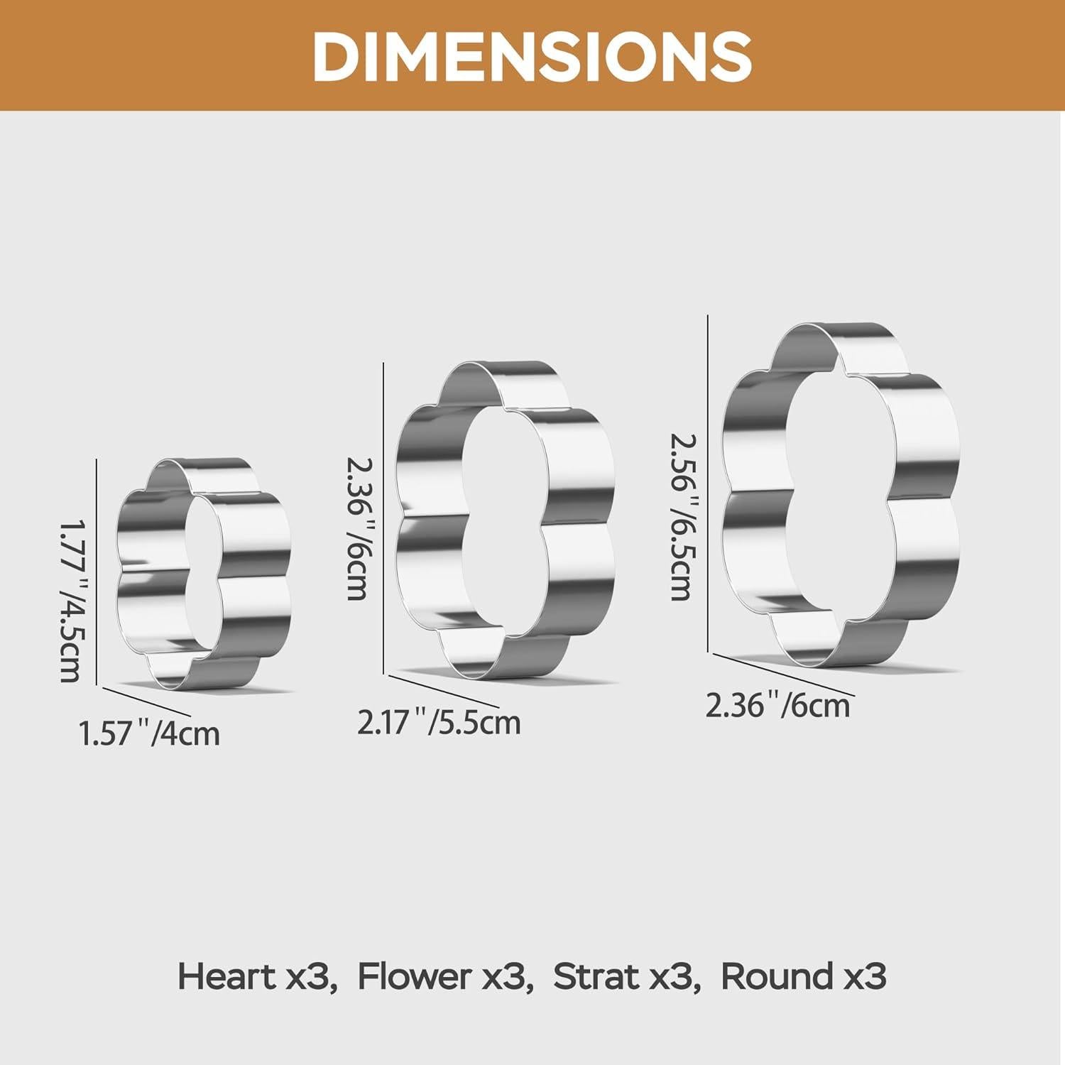 Juego de Cortadores de Galletas 12 Piezas Acero Inoxidable