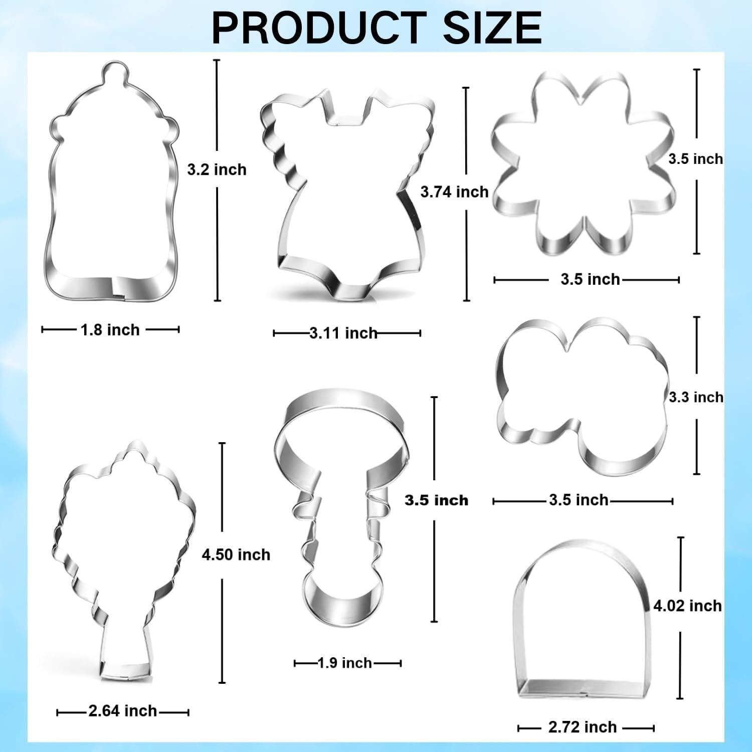 Juego de Cortadores de Galletas Auktosmn Baby Shower Flores - 7 Piezas Acero Inoxidable