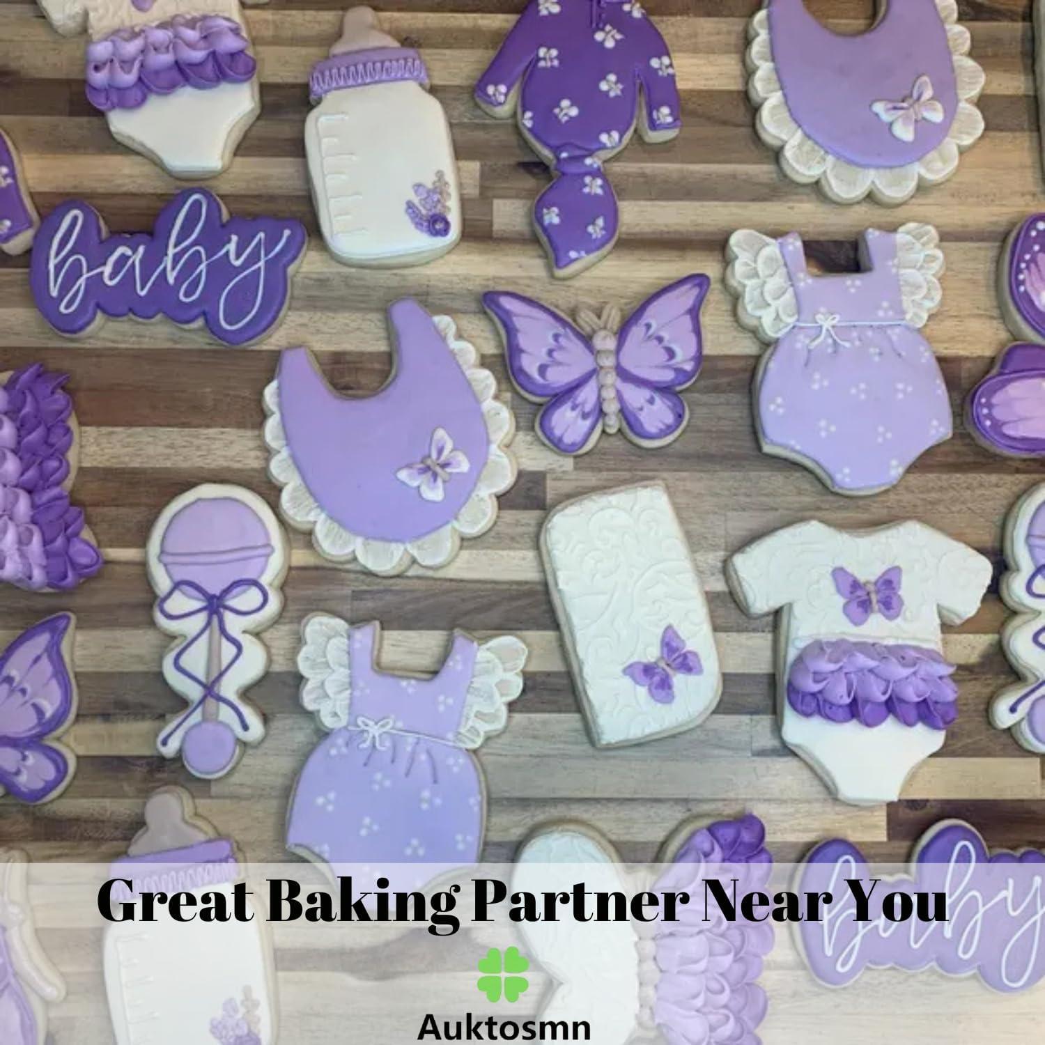 Juego de Cortadores de Galletas Auktosmn Baby Shower Flores - 7 Piezas Acero Inoxidable