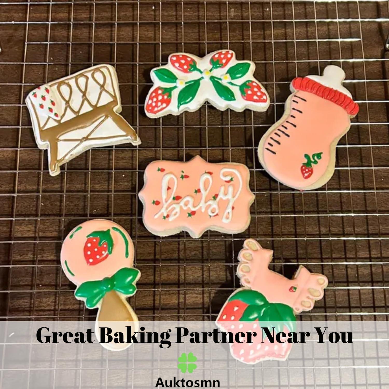 Juego de Cortadores de Galletas Auktosmn Baby Shower Flores - 7 Piezas Acero Inoxidable