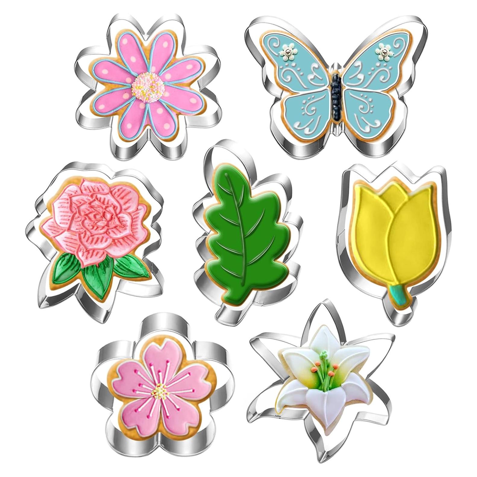 Juego de Cortadores de Galletas LUBTOSMN - 7 Piezas Flores