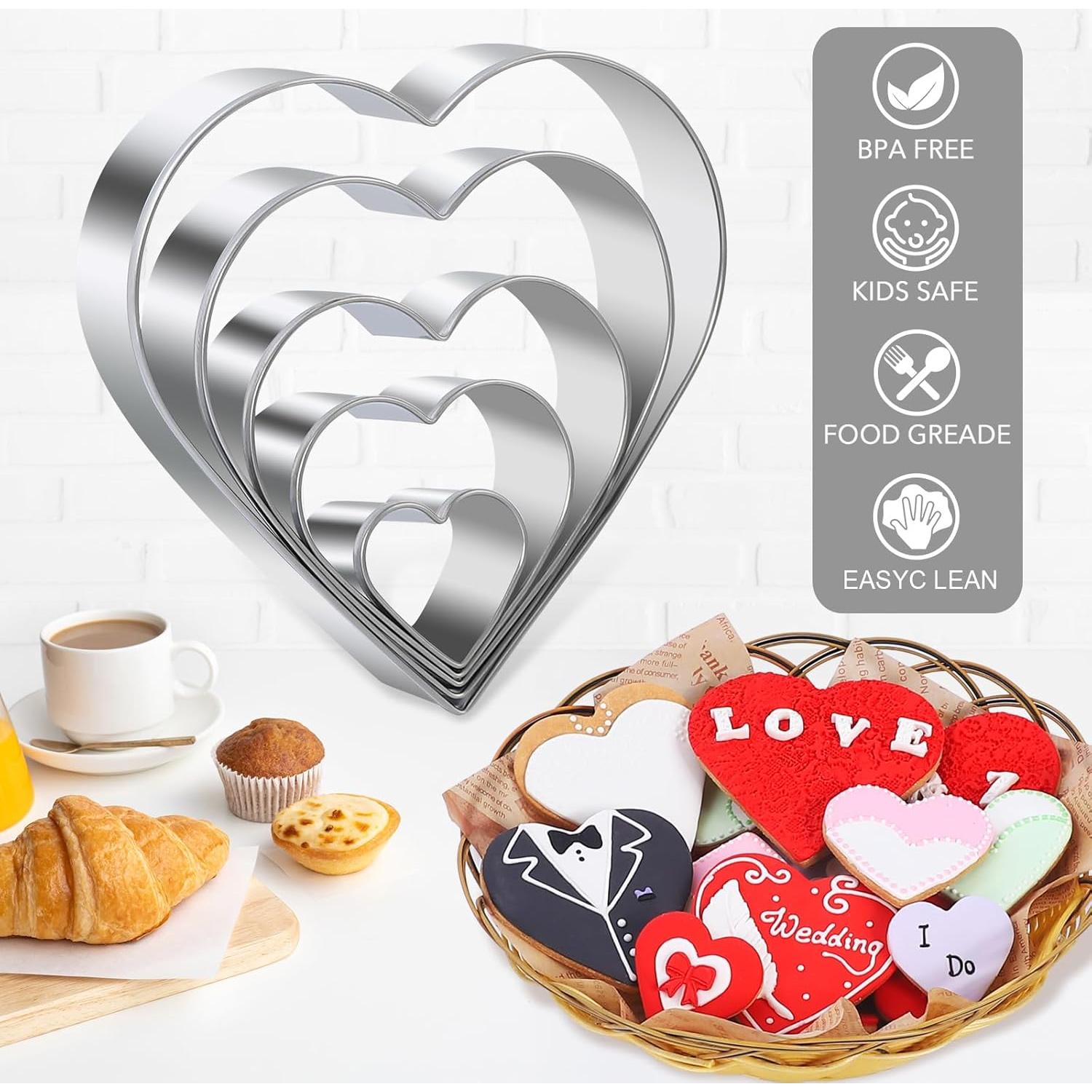 Juego de Cortadores de Galletas Corazón BakingWorld - 5 Piezas