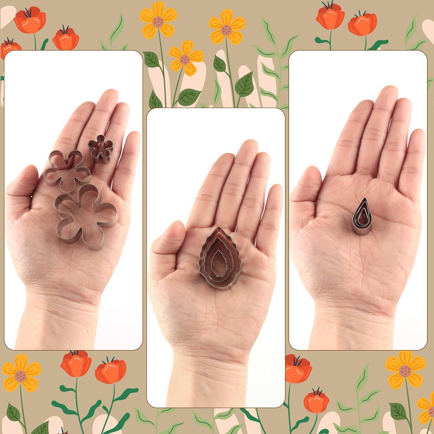 Juego de 12 Cortadores de Galletas Mini Flor y Hoja SurgeHai