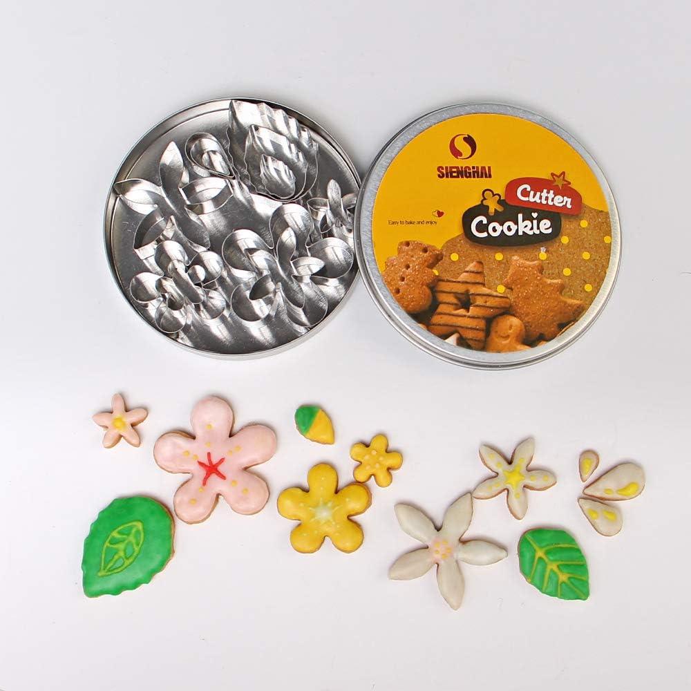 Juego de 12 Cortadores de Galletas Mini Flor y Hoja SurgeHai