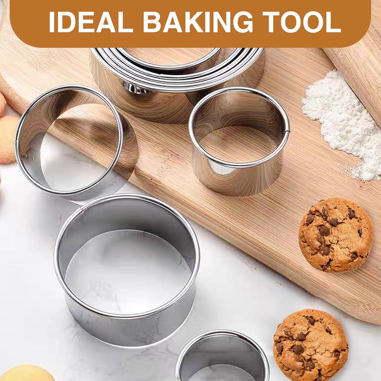 Juego de Cortadores de Galletas Redondos QIYUDA 6 Piezas Acero Inoxidable