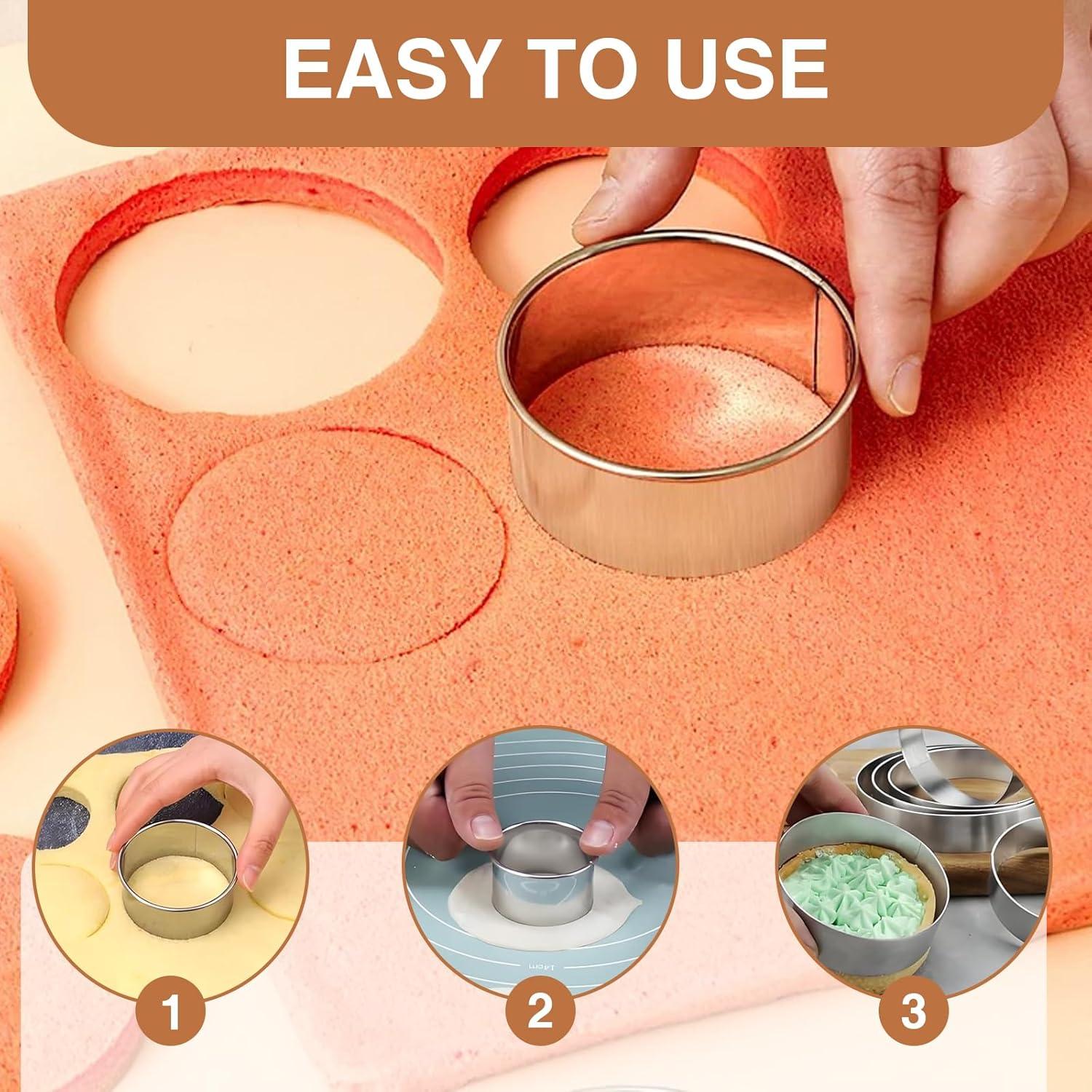 Juego de Cortadores de Galletas Redondos QIYUDA 6 Piezas Acero Inoxidable