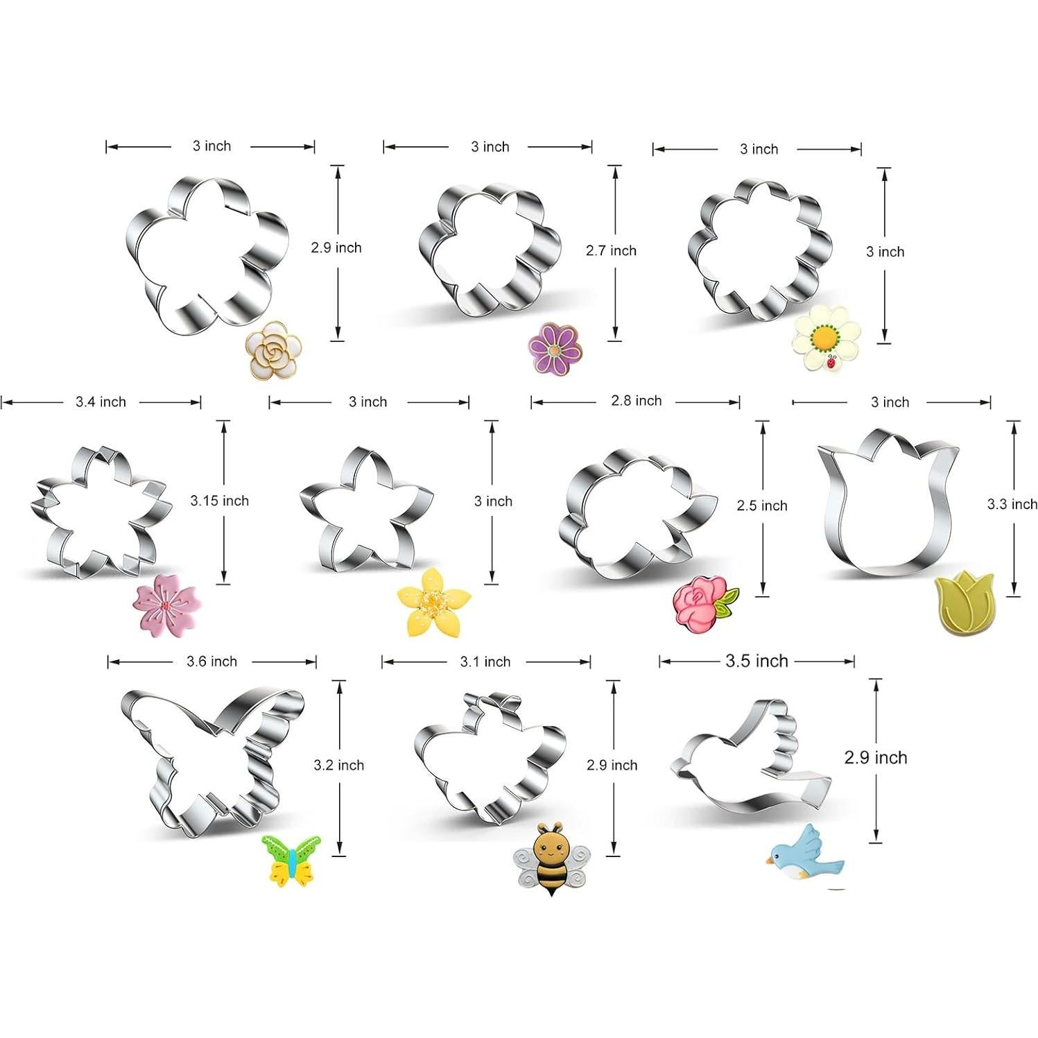 Juego de Cortadores de Galletas de Flores e Insectos 10 Piezas - Azflyife