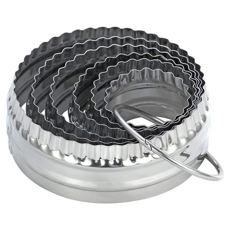 Juego de 6 Cortadores de Galletas Acanalados SurgeHai - Acero Inoxidable