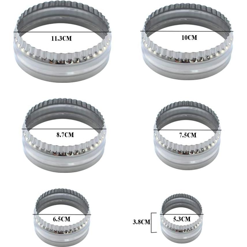 Juego de 6 Cortadores de Galletas Acanalados SurgeHai - Acero Inoxidable