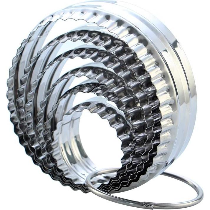 Juego de 6 Cortadores de Galletas Acanalados SurgeHai - Acero Inoxidable