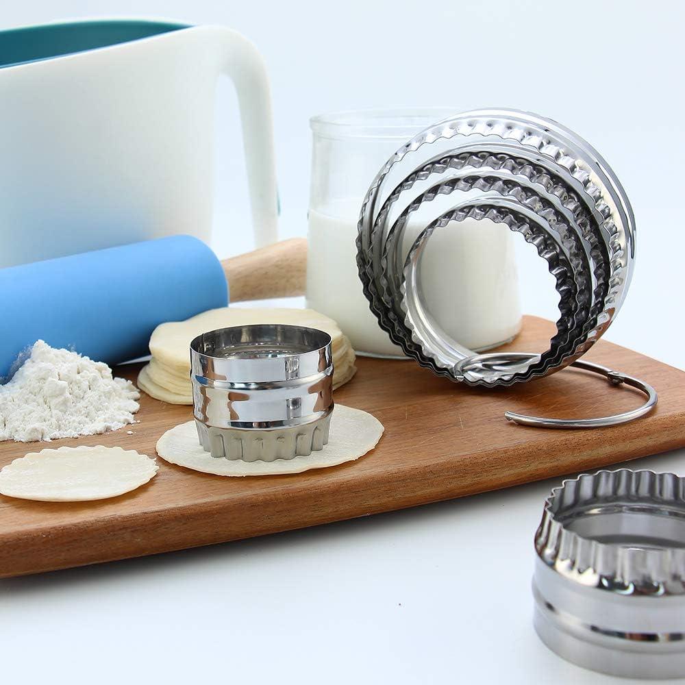 Juego de 6 Cortadores de Galletas Acanalados SurgeHai - Acero Inoxidable