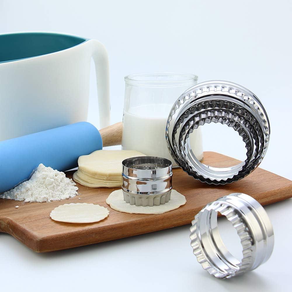 Juego de 6 Cortadores de Galletas Acanalados SurgeHai - Acero Inoxidable