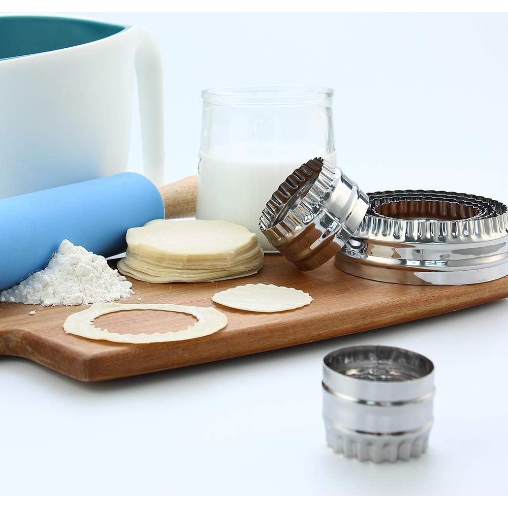 Juego de 6 Cortadores de Galletas Acanalados SurgeHai - Acero Inoxidable