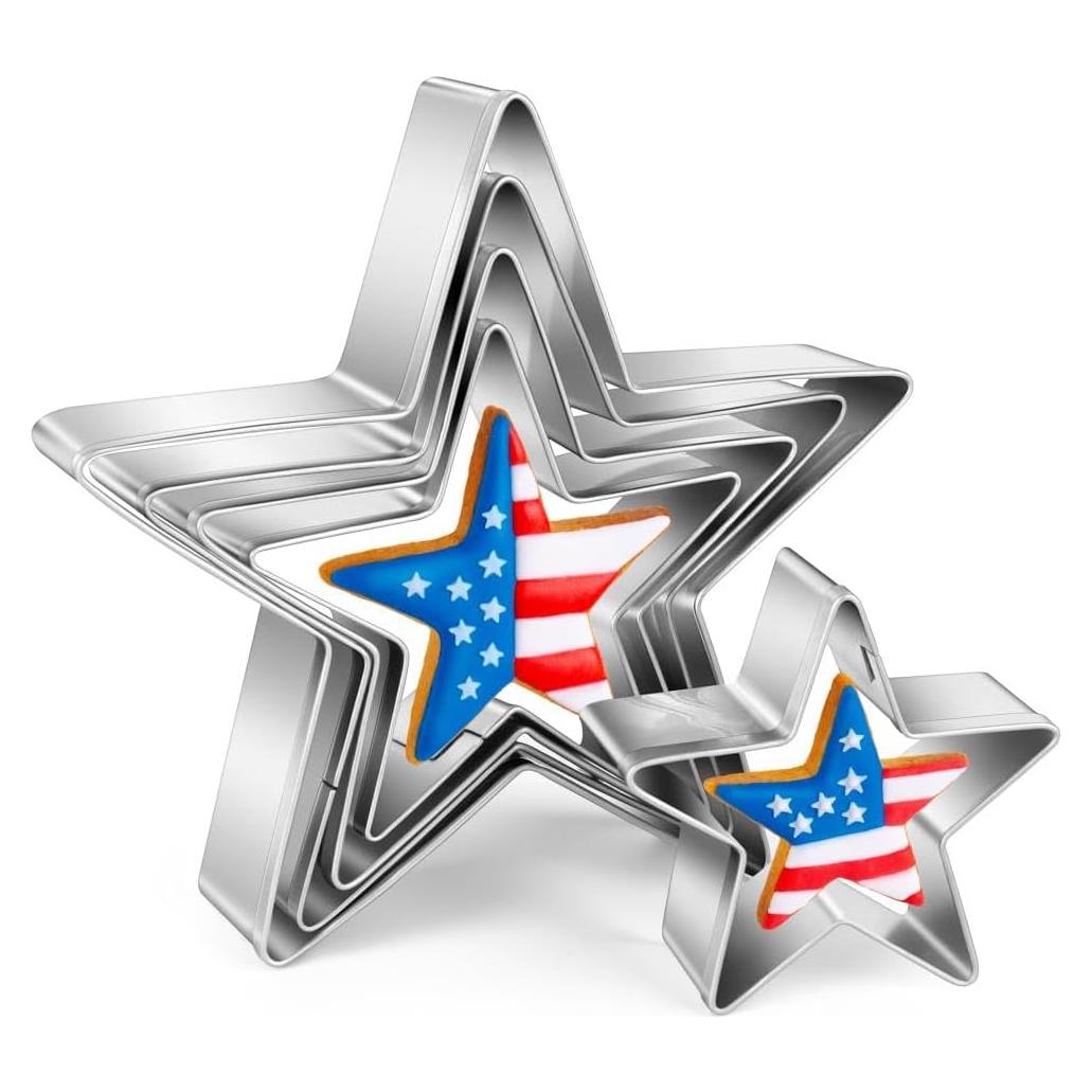 Juego de Cortadores de Galletas Estrella Gtmkina 5 Piezas Acero Inoxidable