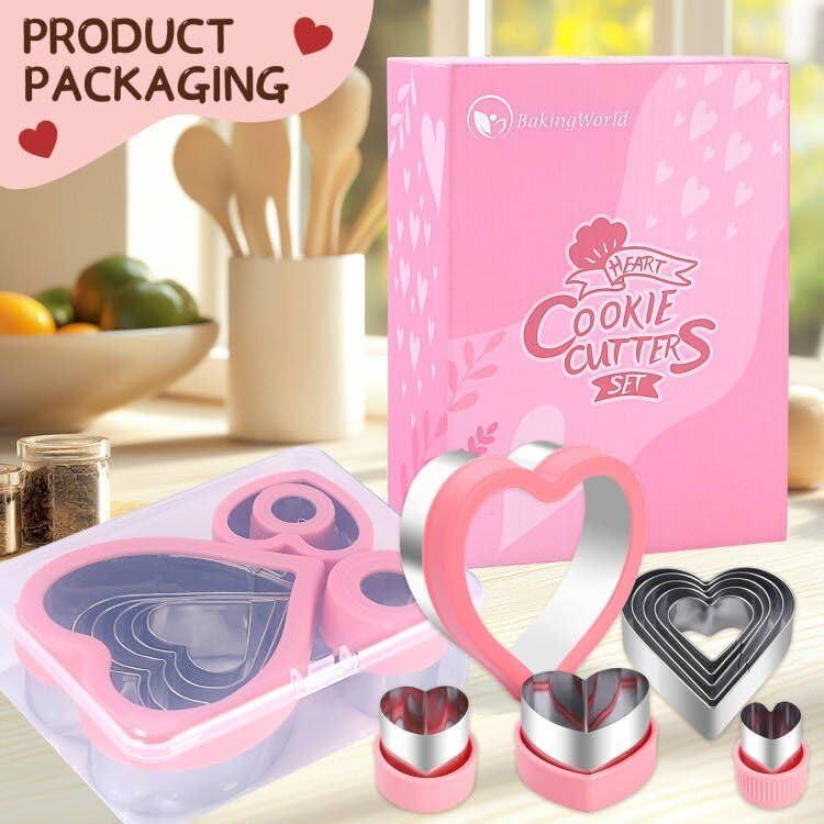 Juego de Cortadores de Galletas Corazón BakingWorld, 9 Piezas