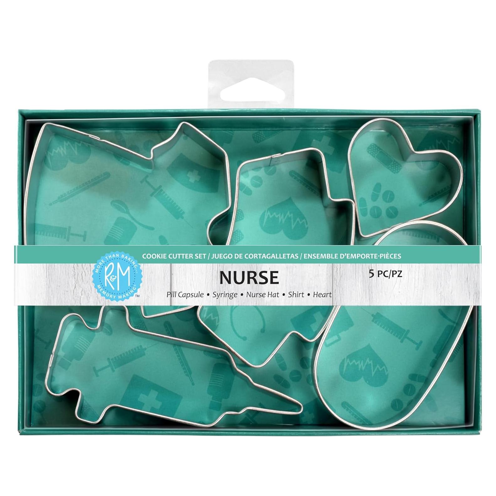 Juego de Cortadores de Galletas Enfermera R&M 5 Piezas Plata