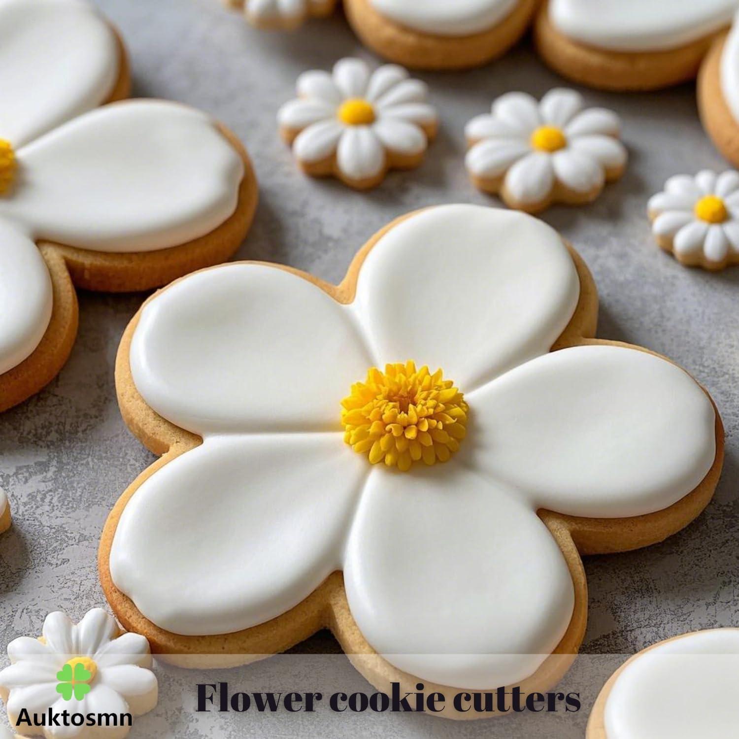 Juego de Cortadores de Galletas Auktosmn Flor Acero Inoxidable 6 Piezas