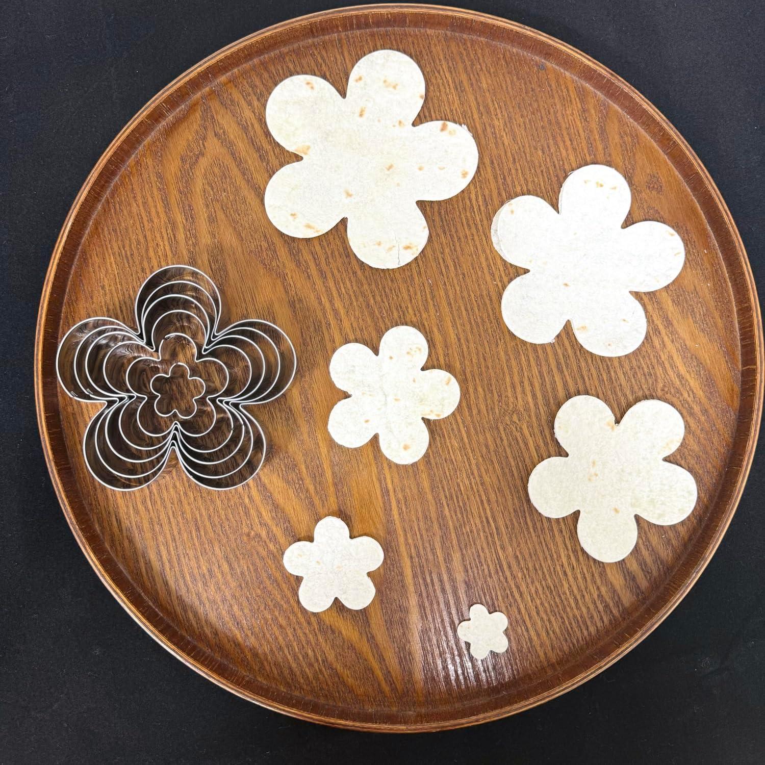 Juego de Cortadores de Galletas Auktosmn Flor Acero Inoxidable 6 Piezas