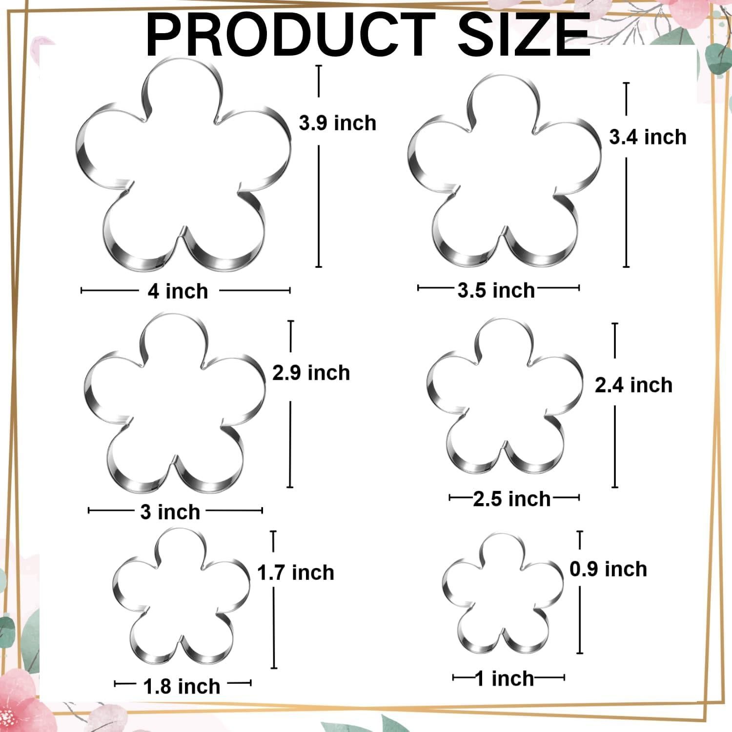 Juego de Cortadores de Galletas Auktosmn Flor Acero Inoxidable 6 Piezas