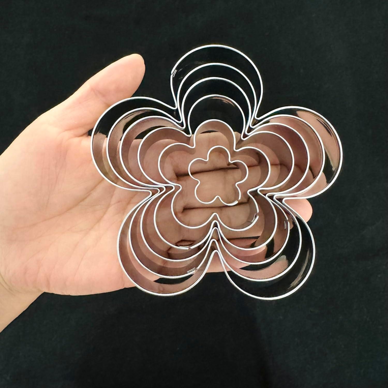 Juego de Cortadores de Galletas Auktosmn Flor Acero Inoxidable 6 Piezas