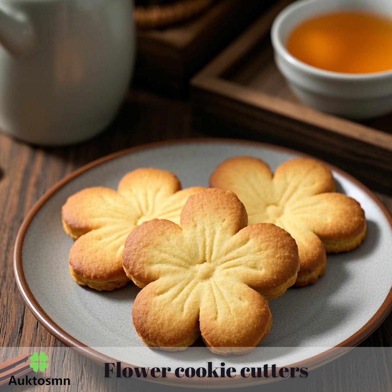 Juego de Cortadores de Galletas Auktosmn Flor Acero Inoxidable 6 Piezas