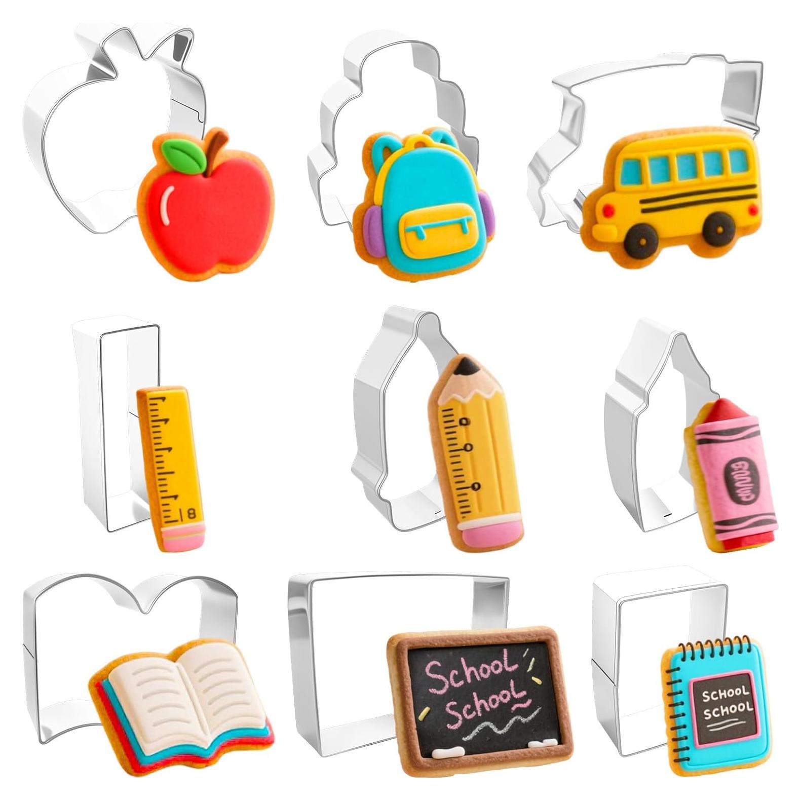 Juego de 9 Cortadores de Galletas Jremreo Escolar Acero Inoxidable