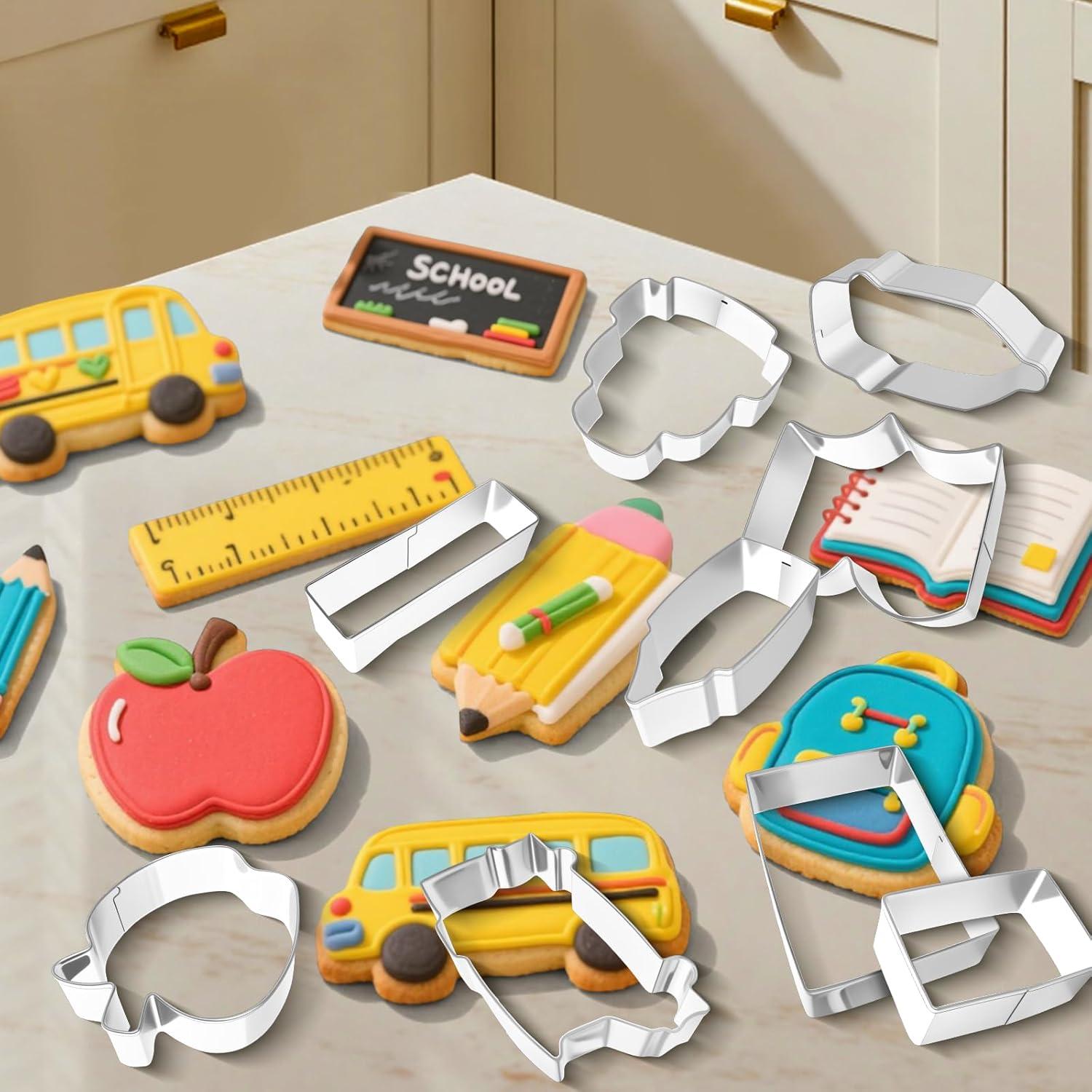 Juego de 9 Cortadores de Galletas Jremreo Escolar Acero Inoxidable