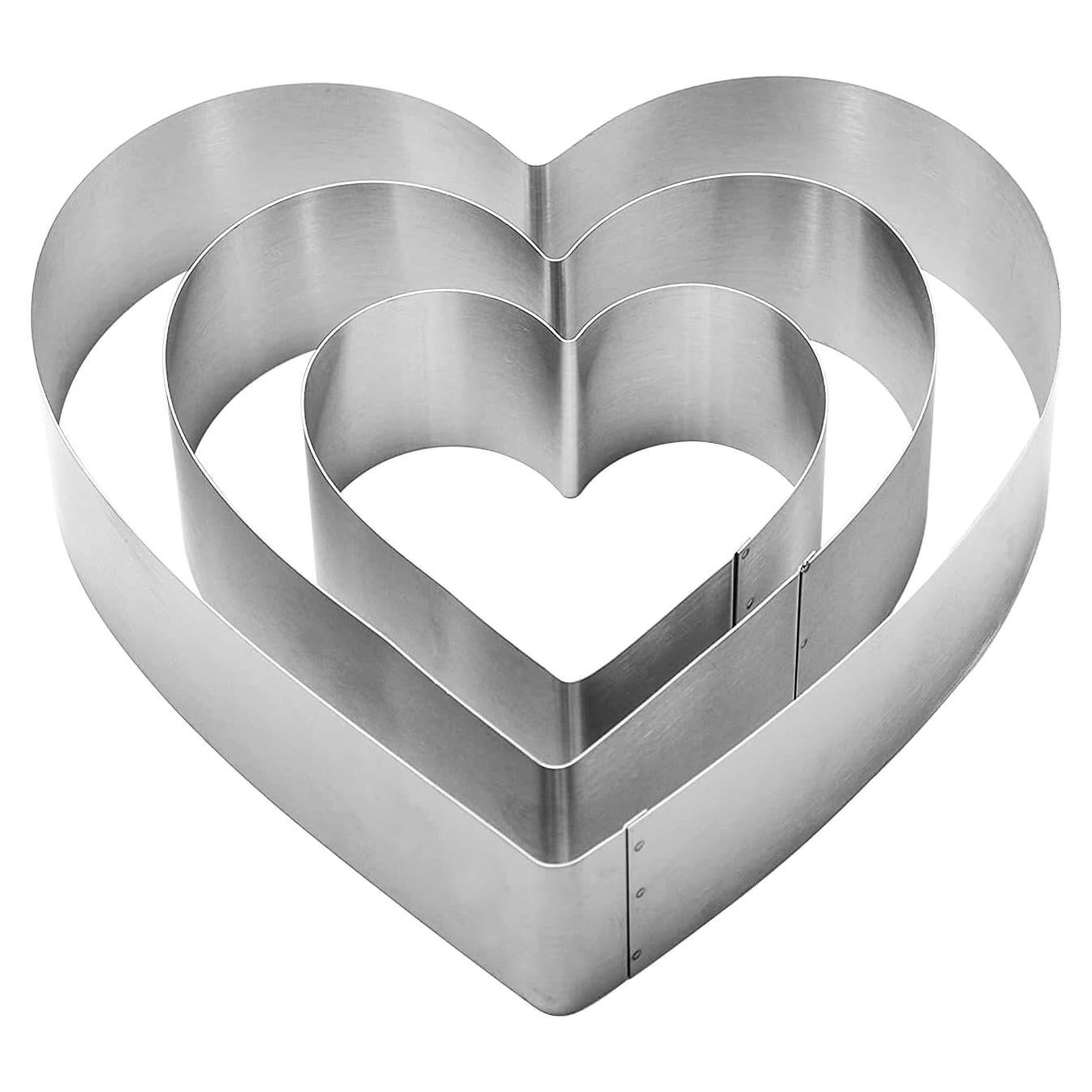Juego de Cortadores de Galletas Corazón QEEYON 3 Piezas Acero Inoxidable