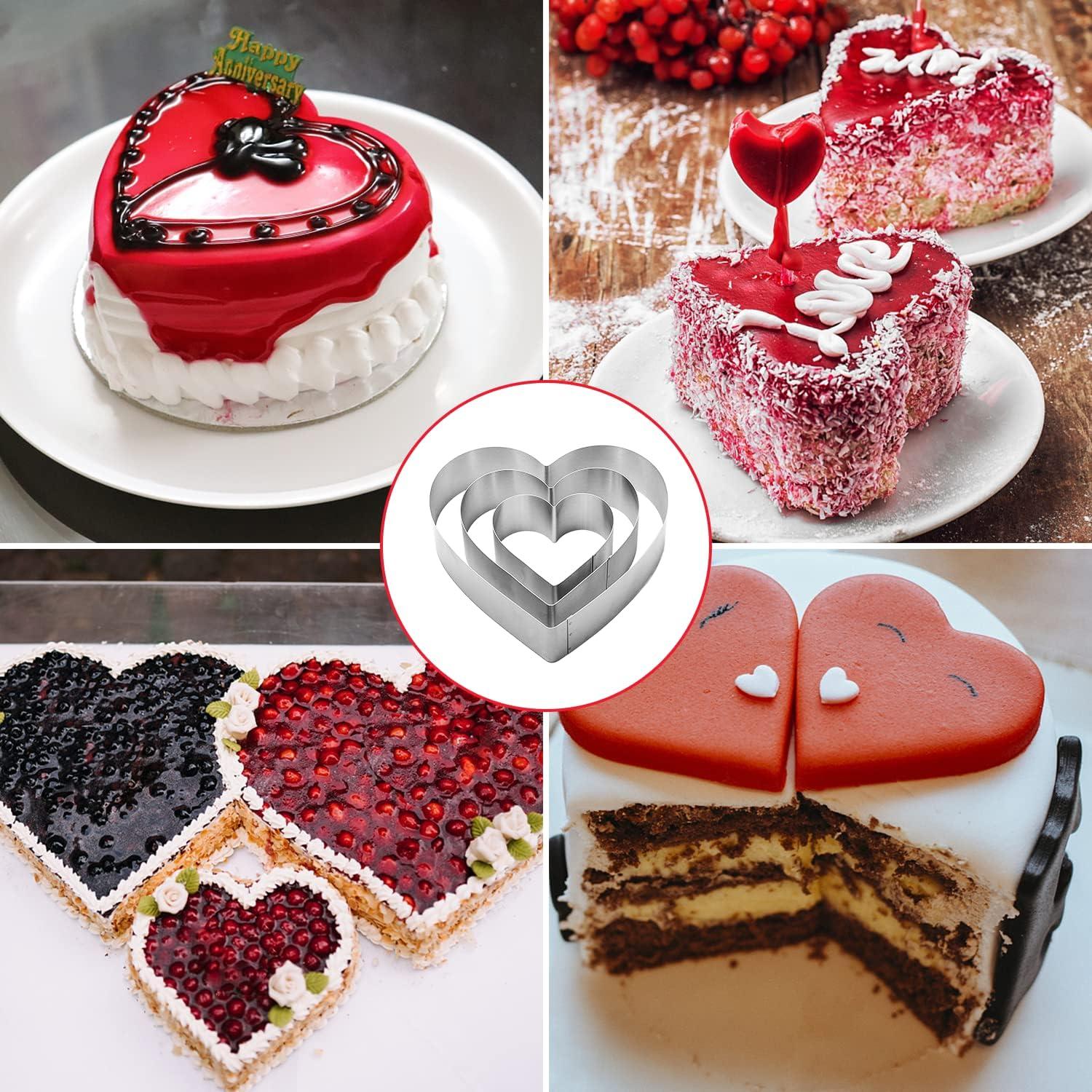 Juego de Cortadores de Galletas Corazón QEEYON 3 Piezas Acero Inoxidable