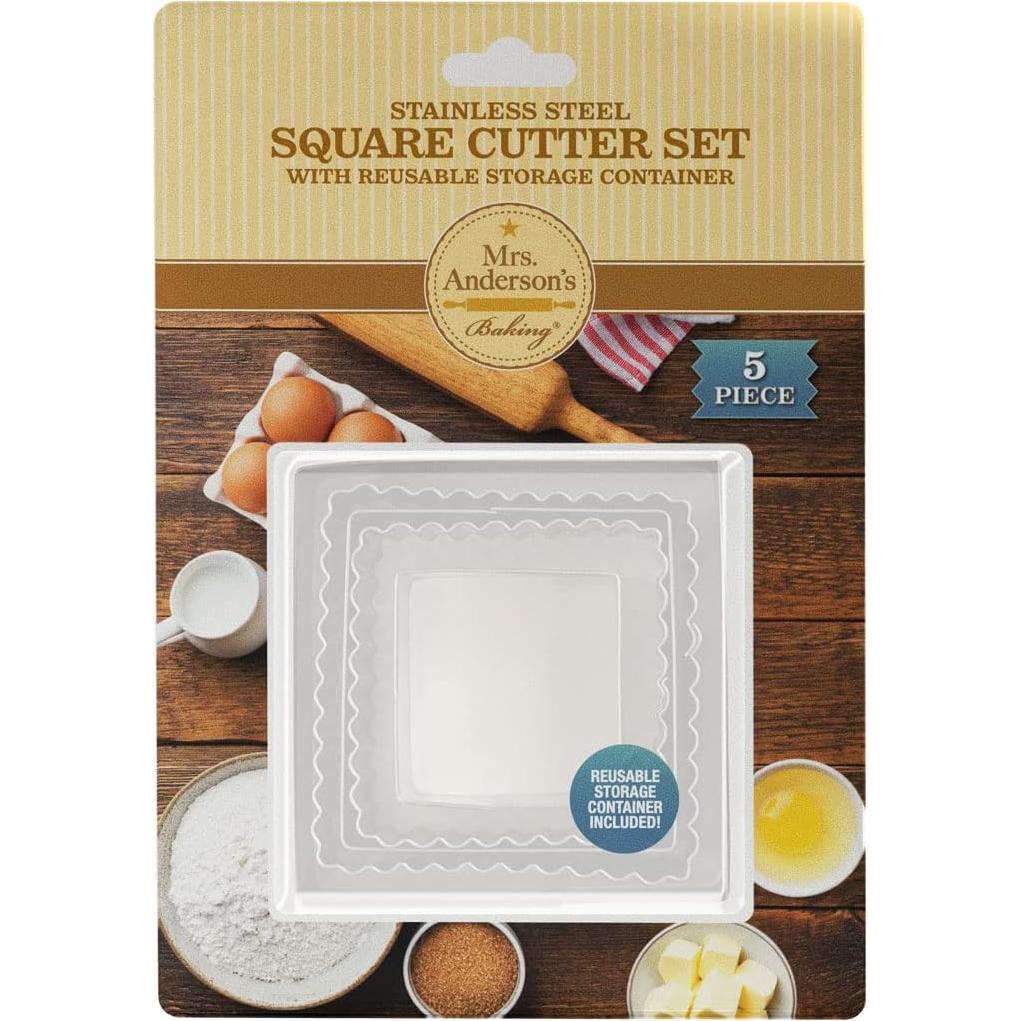 Cortadores de Galletas Cuadrados Mrs. Anderson, Acero Inoxidable, Juego de 5