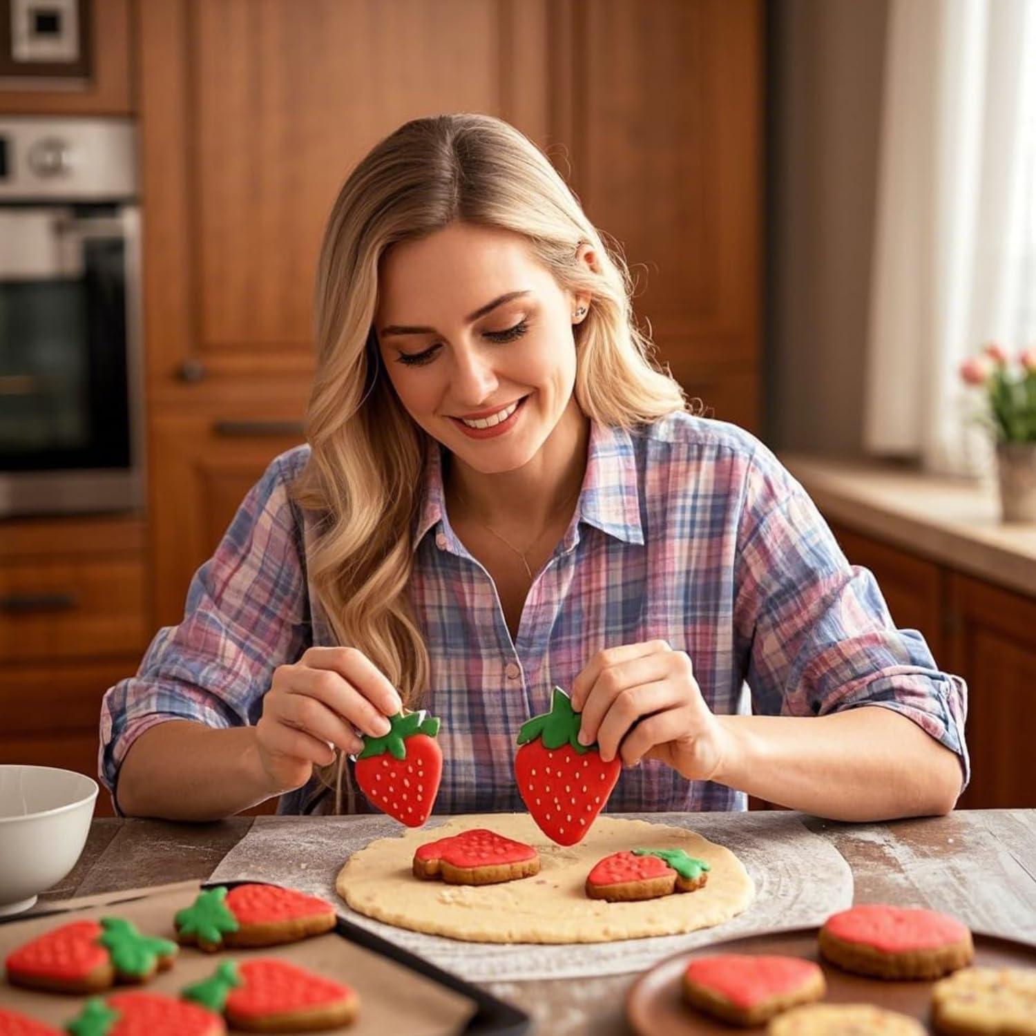 Juego de Cortadores de Galletas de Fresa Auktosmn - 3 Piezas