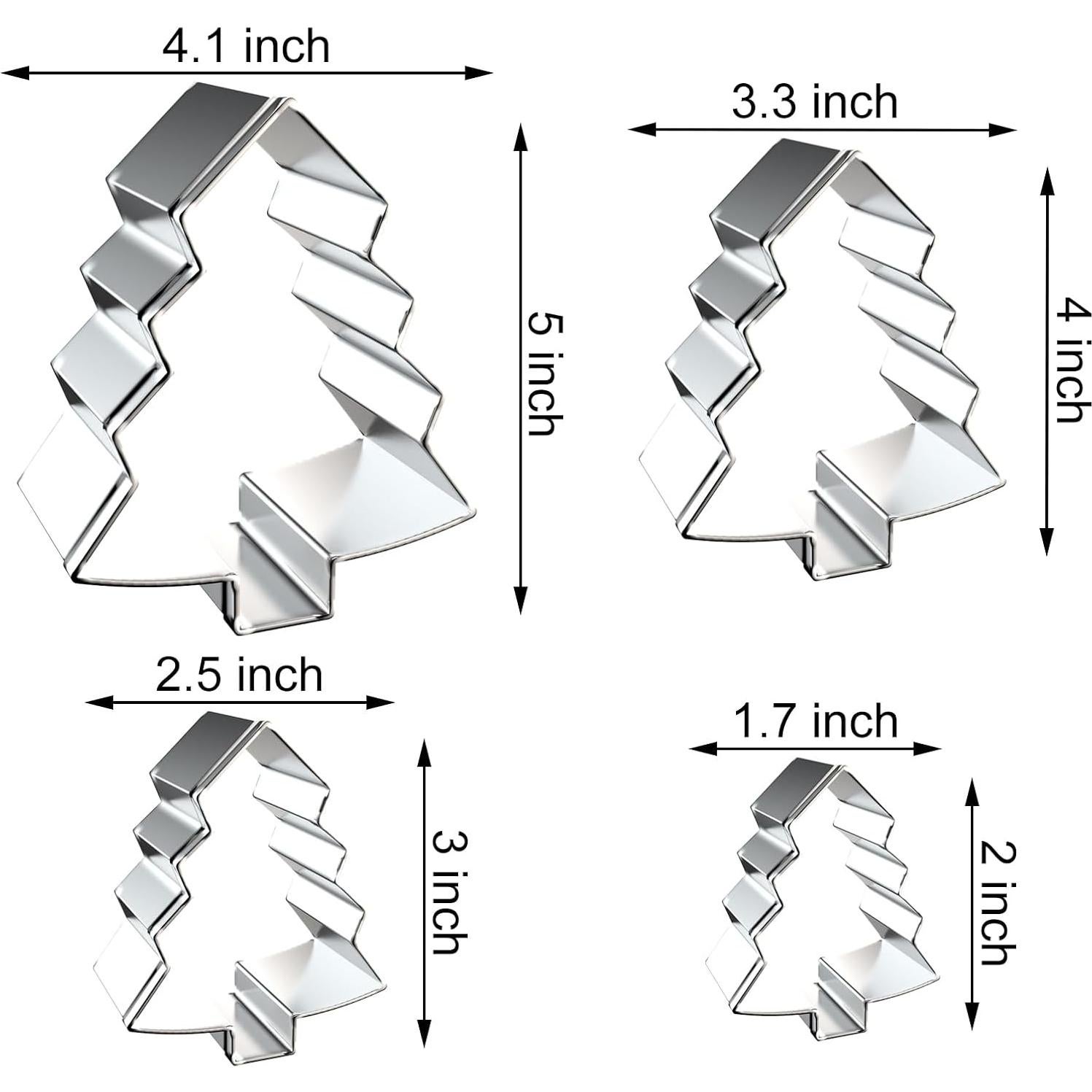 Juego de Cortadores de Galletas QAAQS Árbol de Navidad 4 Piezas