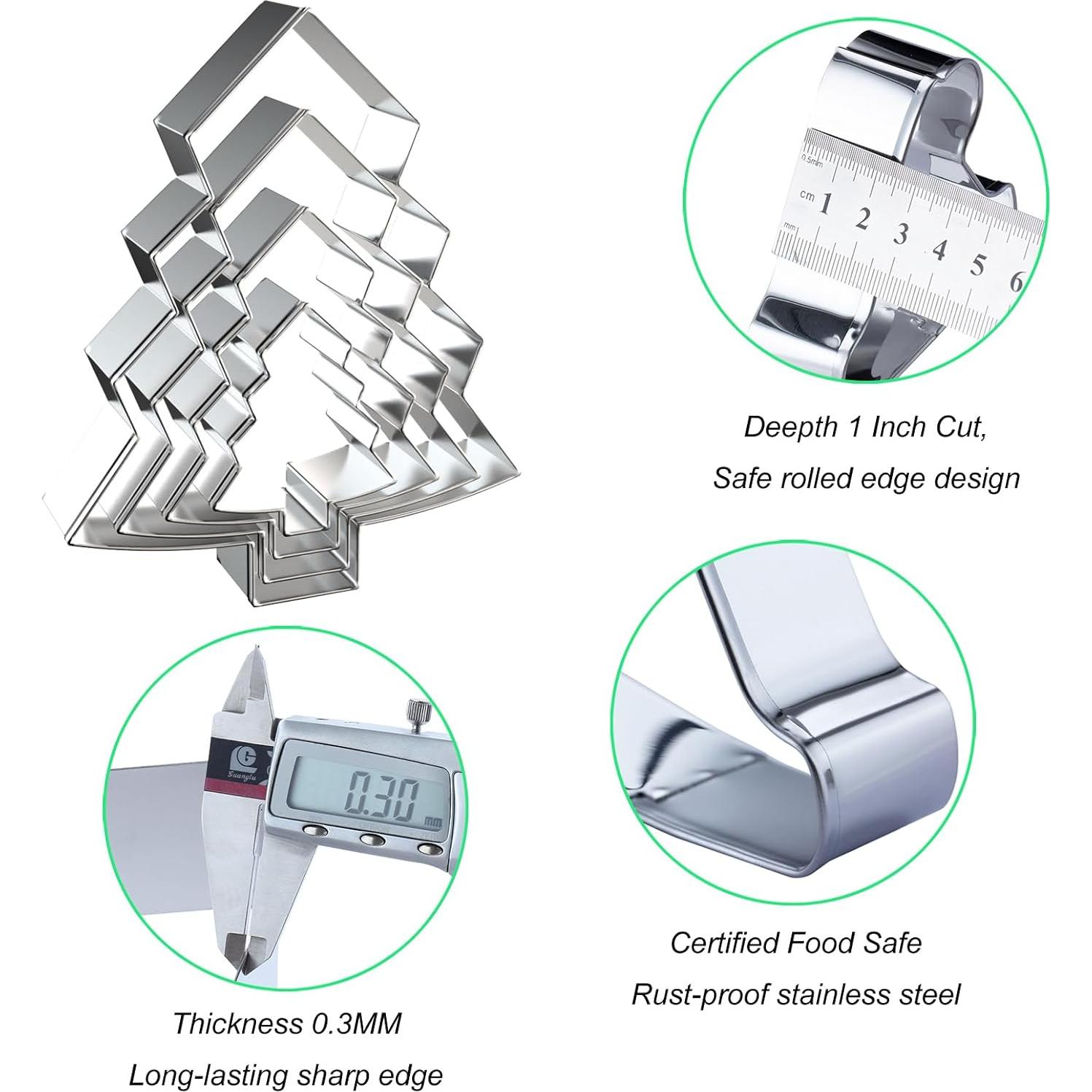 Juego de Cortadores de Galletas QAAQS Árbol de Navidad 4 Piezas