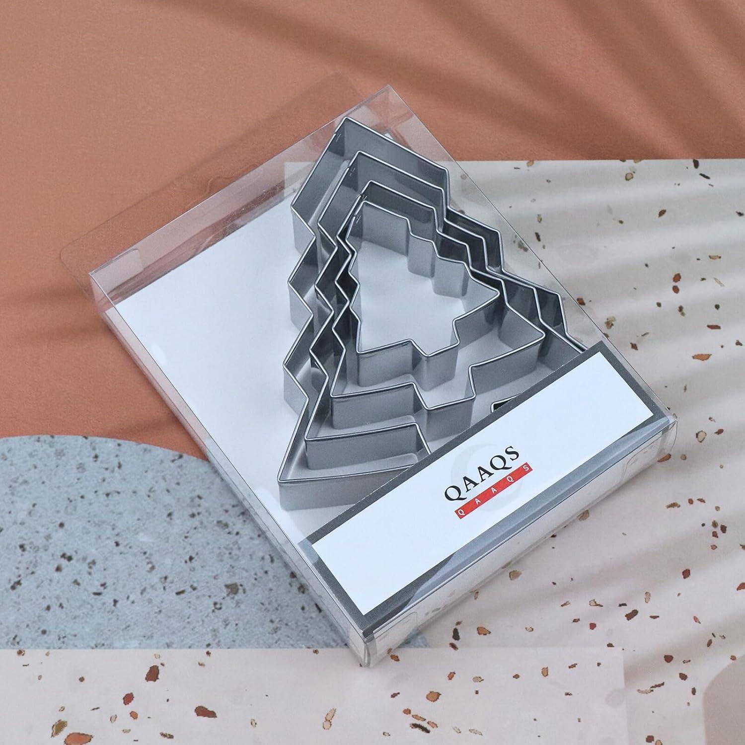 Juego de Cortadores de Galletas QAAQS Árbol de Navidad 4 Piezas