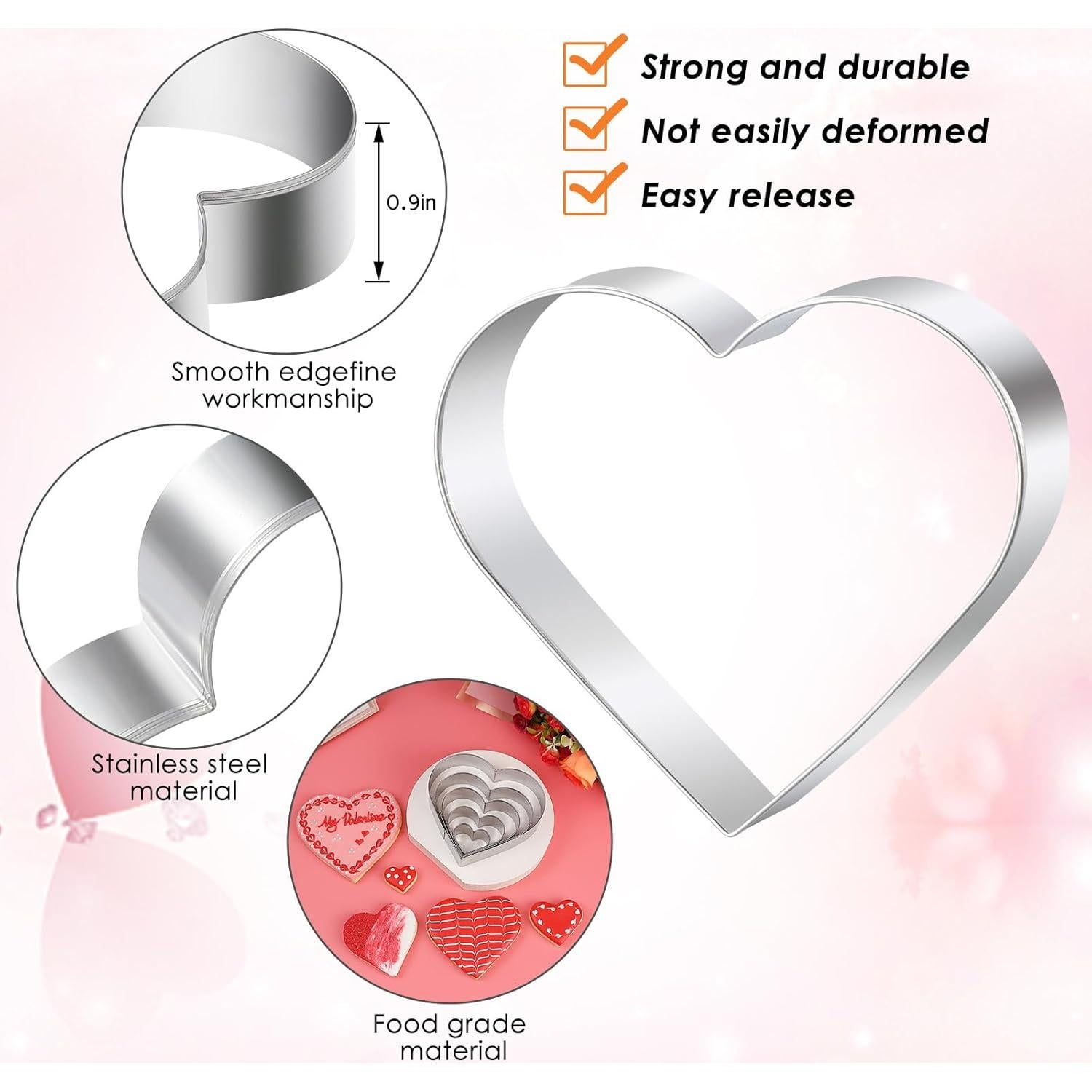 Juego de Cortadores de Galletas Corazón BakingWorld - 5 Piezas