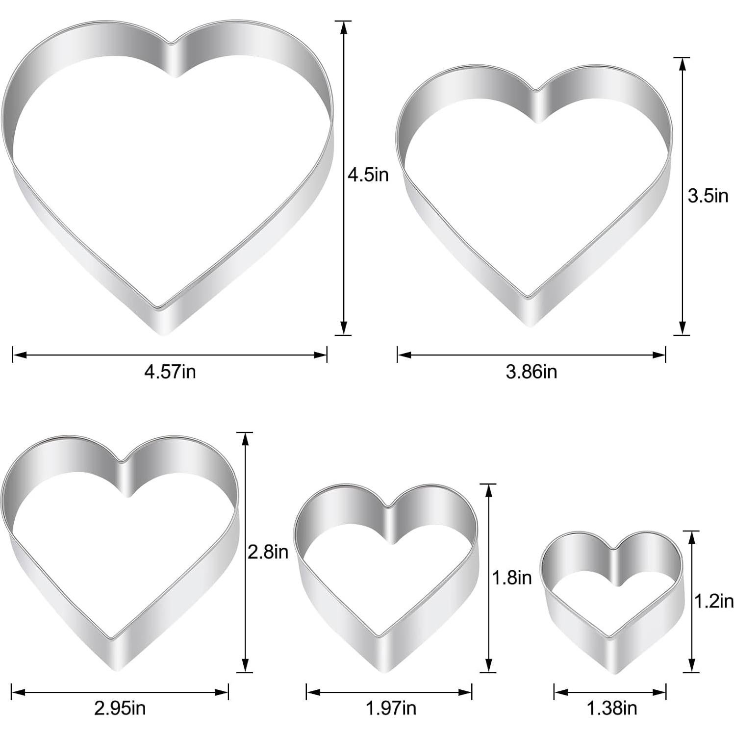 Juego de Cortadores de Galletas Corazón BakingWorld - 5 Piezas